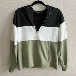 Tri colored new (w/o tags) hooded athleisure jacket